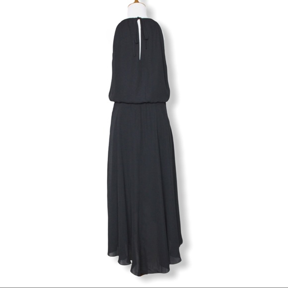 Parker Black High-Low Blouson Halter Dress Small - Picture 3 of 14
